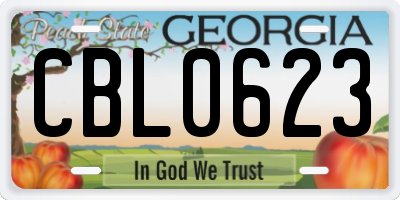 GA license plate CBL0623