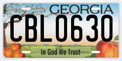 GA license plate CBL0630