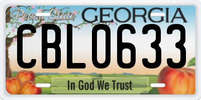 GA license plate CBL0633