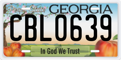GA license plate CBL0639