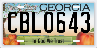 GA license plate CBL0643