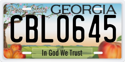GA license plate CBL0645