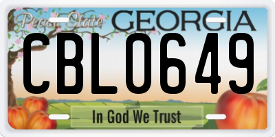 GA license plate CBL0649