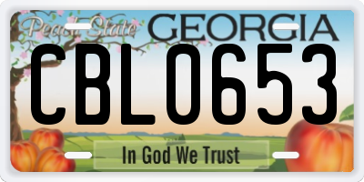 GA license plate CBL0653