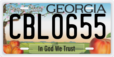 GA license plate CBL0655