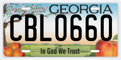 GA license plate CBL0660