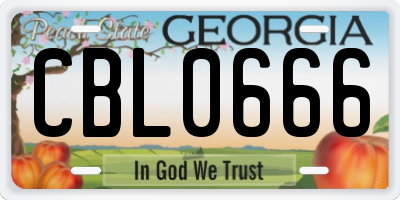 GA license plate CBL0666