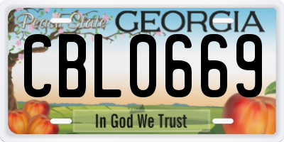 GA license plate CBL0669
