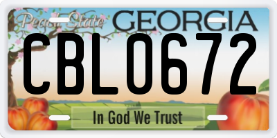GA license plate CBL0672