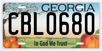 GA license plate CBL0680