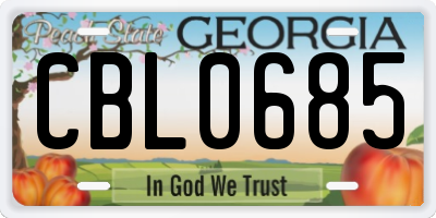 GA license plate CBL0685