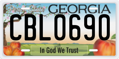 GA license plate CBL0690