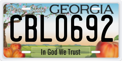 GA license plate CBL0692