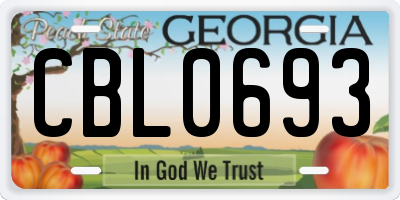 GA license plate CBL0693