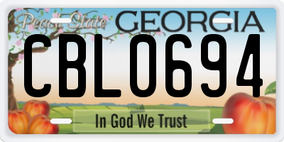 GA license plate CBL0694