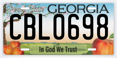 GA license plate CBL0698