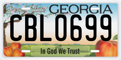 GA license plate CBL0699