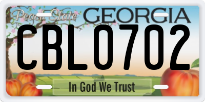 GA license plate CBL0702