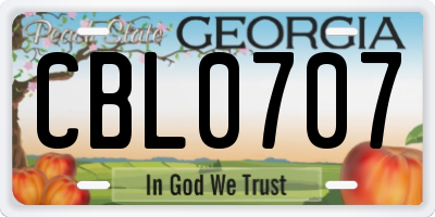 GA license plate CBL0707