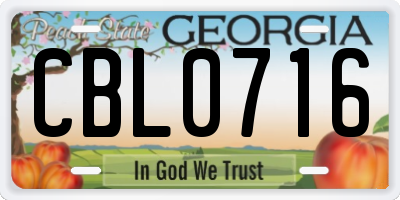 GA license plate CBL0716