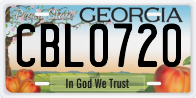 GA license plate CBL0720