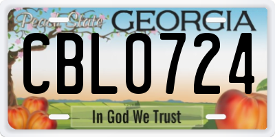 GA license plate CBL0724