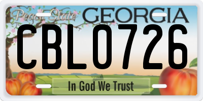 GA license plate CBL0726