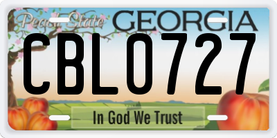 GA license plate CBL0727