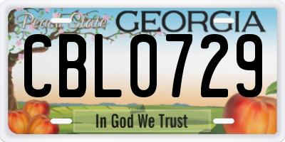 GA license plate CBL0729