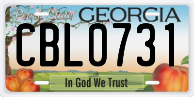 GA license plate CBL0731