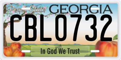 GA license plate CBL0732