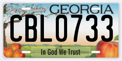 GA license plate CBL0733