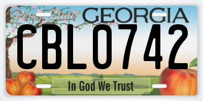 GA license plate CBL0742