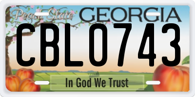 GA license plate CBL0743
