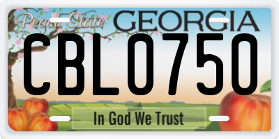 GA license plate CBL0750