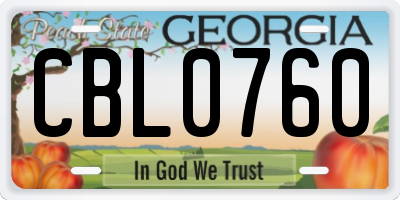 GA license plate CBL0760