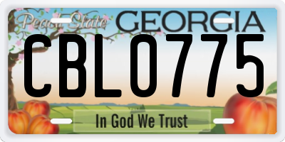 GA license plate CBL0775