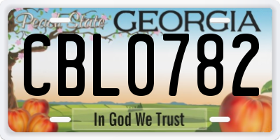 GA license plate CBL0782