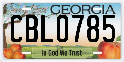 GA license plate CBL0785
