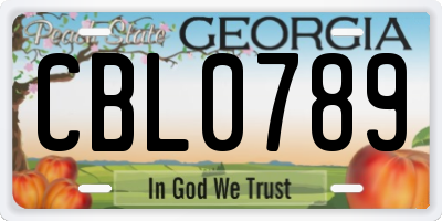 GA license plate CBL0789