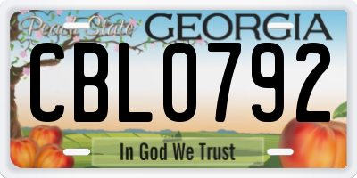 GA license plate CBL0792