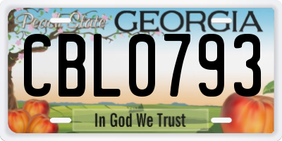 GA license plate CBL0793
