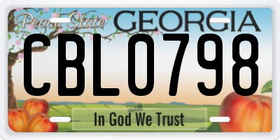 GA license plate CBL0798