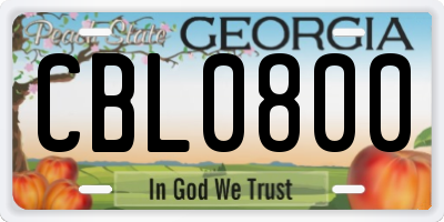 GA license plate CBL0800