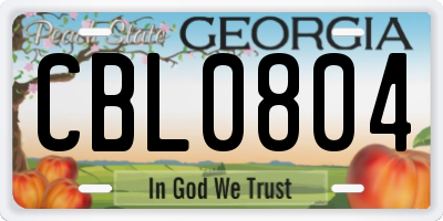 GA license plate CBL0804