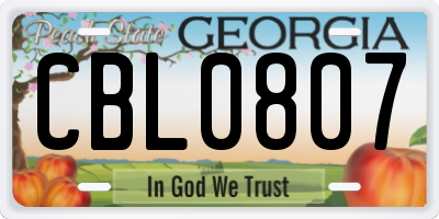 GA license plate CBL0807