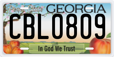 GA license plate CBL0809