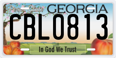 GA license plate CBL0813