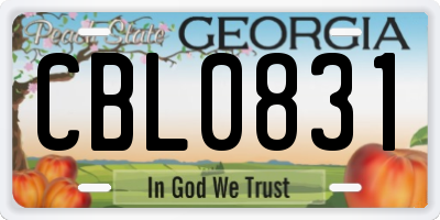 GA license plate CBL0831