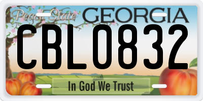 GA license plate CBL0832